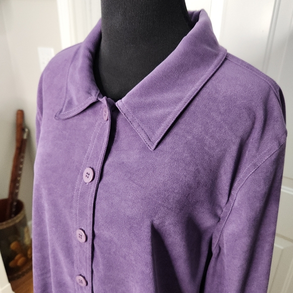 Appleseed's Button Down Long Sleeve Double Button Pocket Jacket Purple  XL - Picture 5 of 6